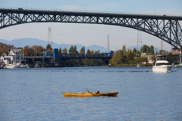 a long bridge over a body of water