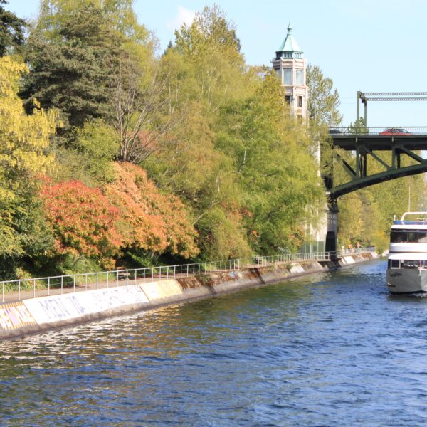 a train crossing a bridge over a body of water