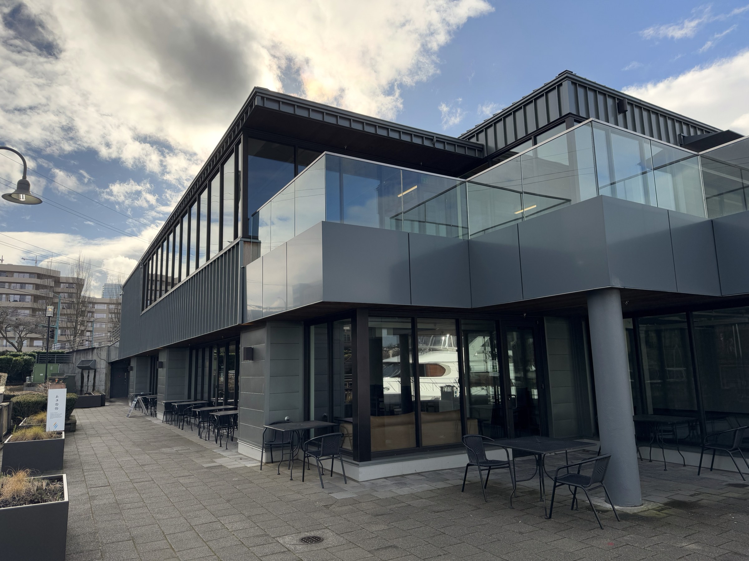 exterior lakeside building