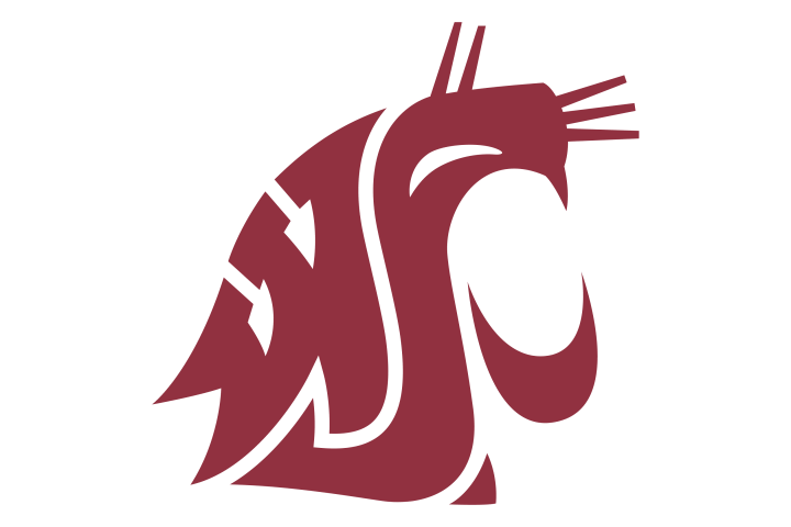 Crimson cougar head logo with stylized letters.